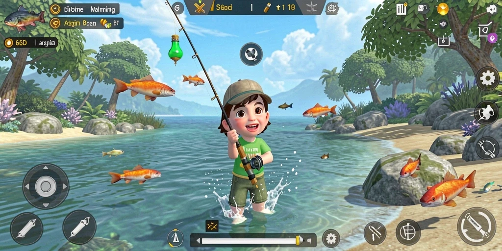Tampilan gameplay 66D yang menarik dan penuh aksi memancing.
