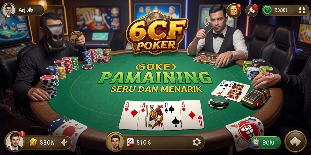 Screenshot gameplay 6CF menampilkan keseruan bermain Poker.