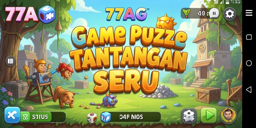 Screenshot gameplay 77AG menampilkan tantangan puzzle yang menarik.