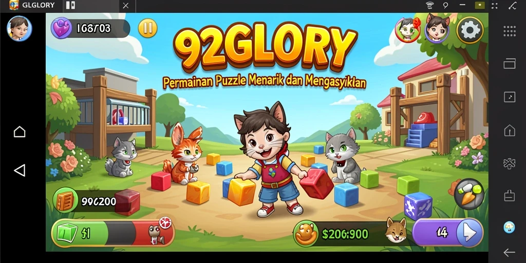 Screenshot gameplay 92GLORY menampilkan tantangan puzzle yang menarik.