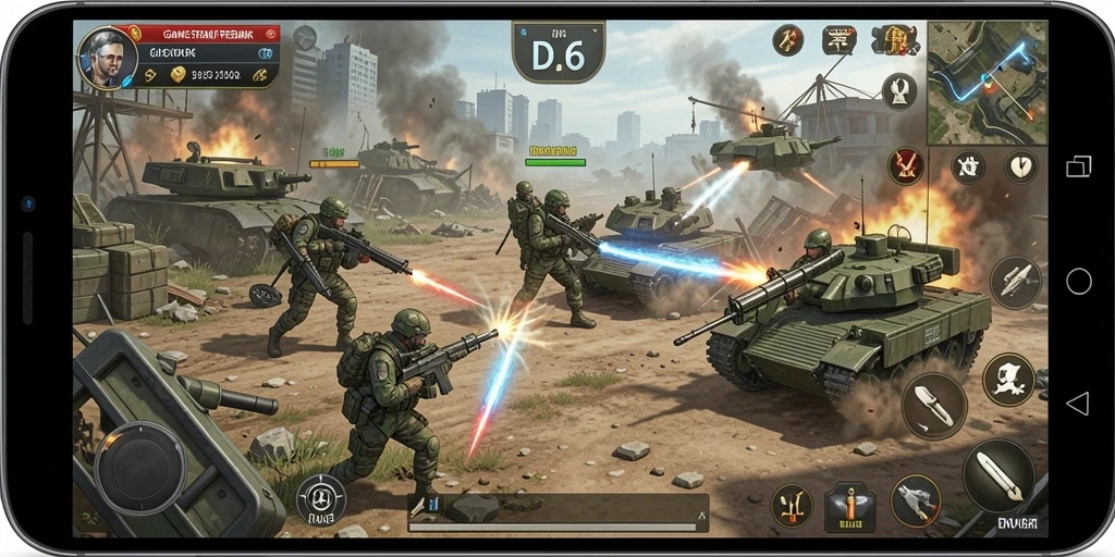 Tampilan gameplay D06 dengan aksi pertempuran yang dinamis dan strategis.