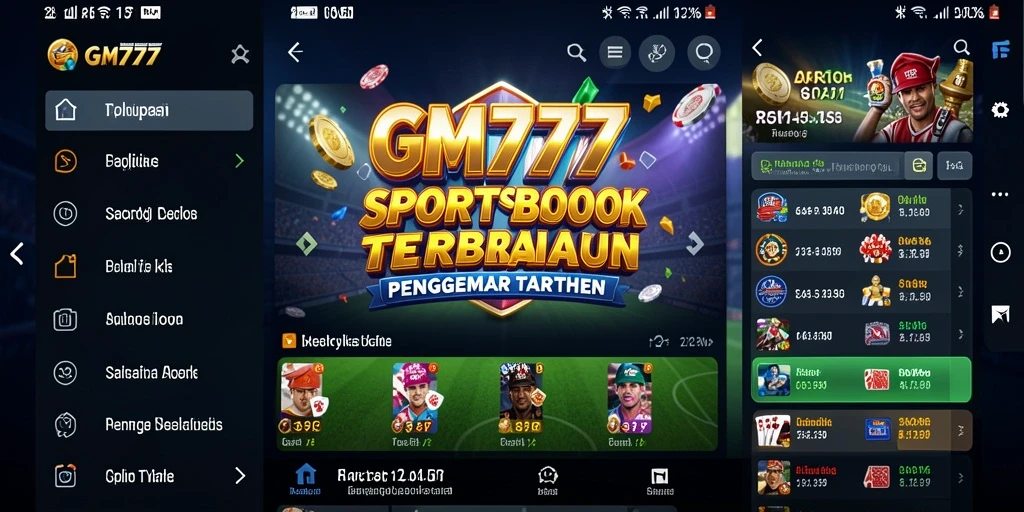 Screenshot utama GM777 menampilkan tampilan taruhan olahraga yang menarik.
