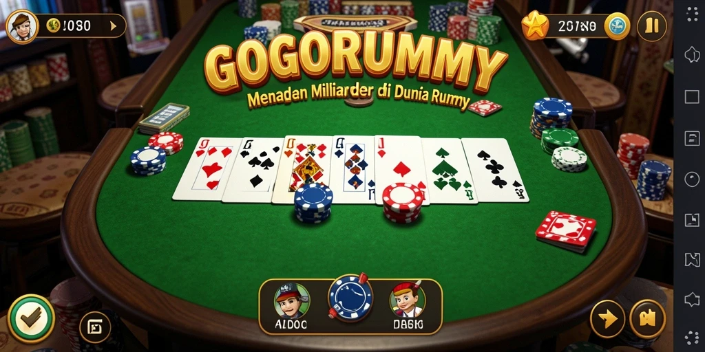 Tampilan gameplay Rummy yang seru dan interaktif.
