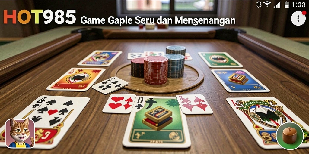 Tampilan gameplay HOT985 yang menarik dan interaktif pada permainan Gaple.