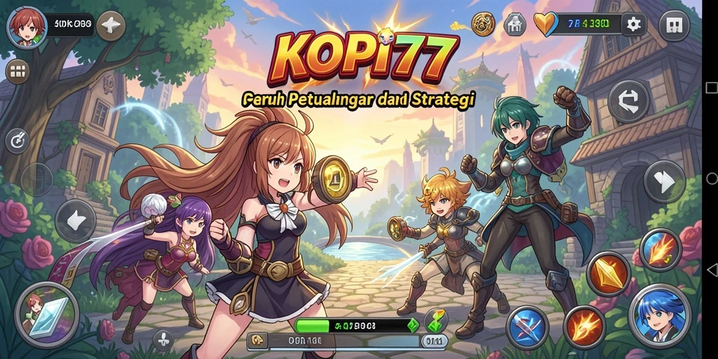 Tampilan gameplay KOPI77 dengan karakter anime yang unik.