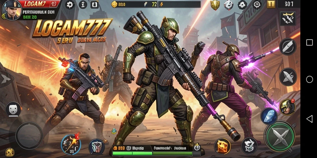 Tampilan gameplay LOGAM777 dengan pertarungan penuh aksi dan grafis menawan.