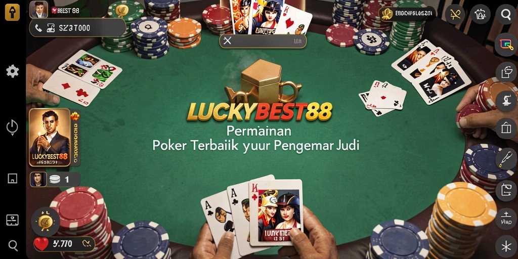 Tampilan gameplay Poker yang seru dan mendebarkan di LUCKYBEST88.