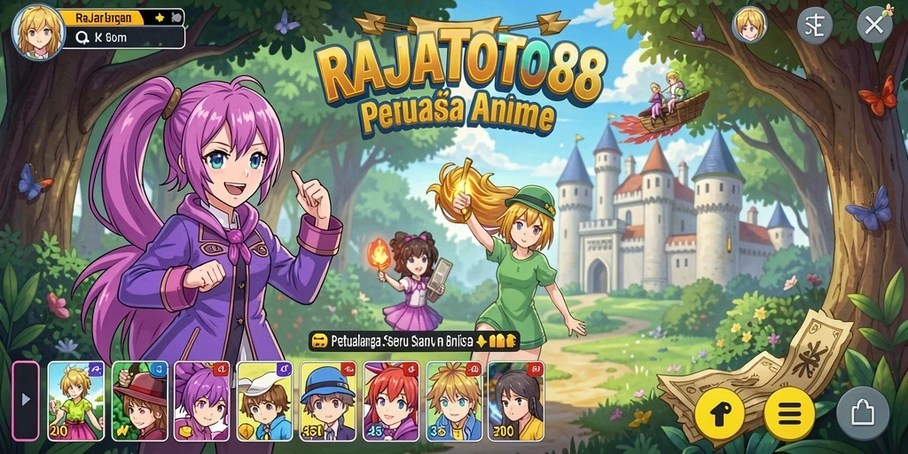 Tangkapan layar gameplay RAJATOTO88 menampilkan pertarungan seru dengan karakter anime.