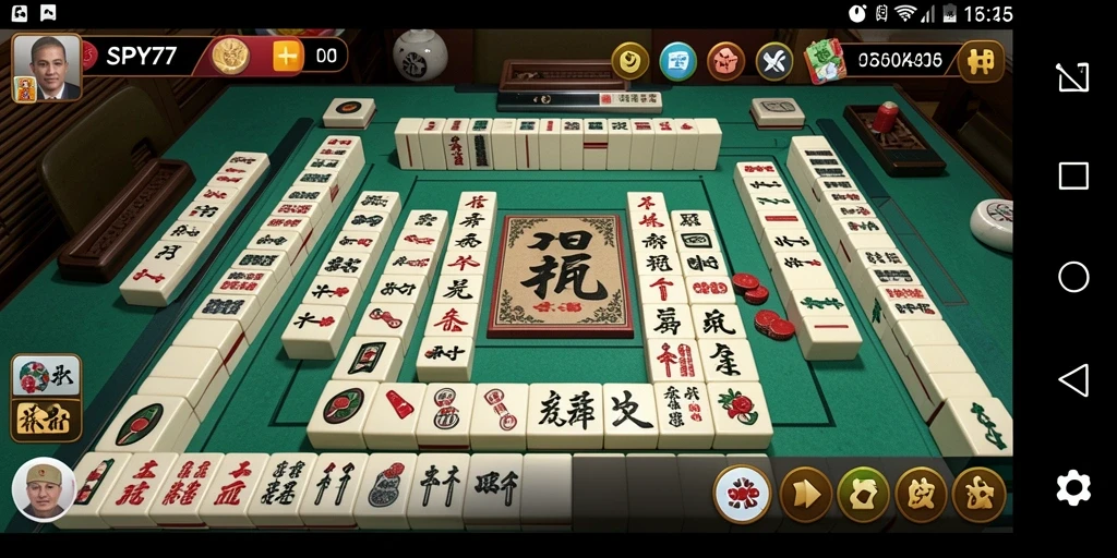 Tampilan seru dari gameplay SPY77 saat bermain Mahjong.