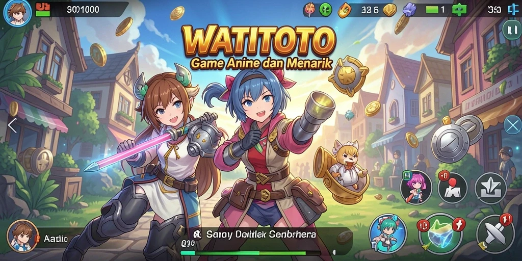 Tampilan gameplay WATITOTO yang menampilkan karakter Anime yang sedang bertarung.