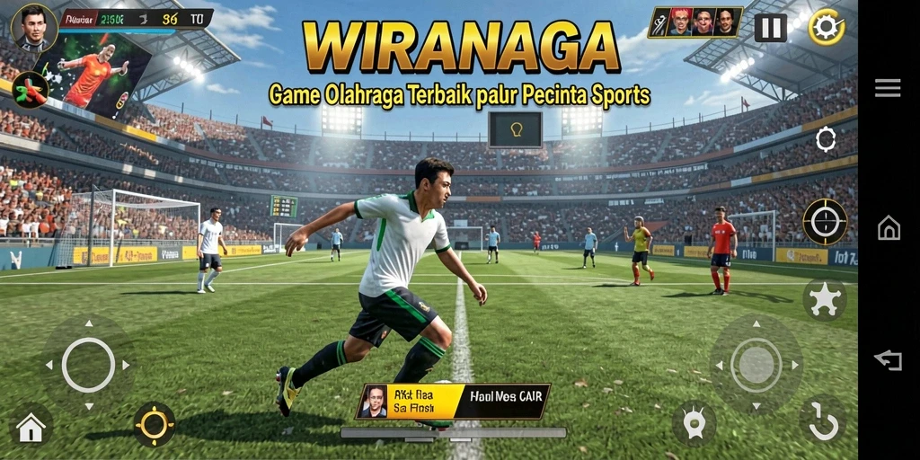 Screenshot gameplay WIRANAGA menampilkan aksi seru olahraga.